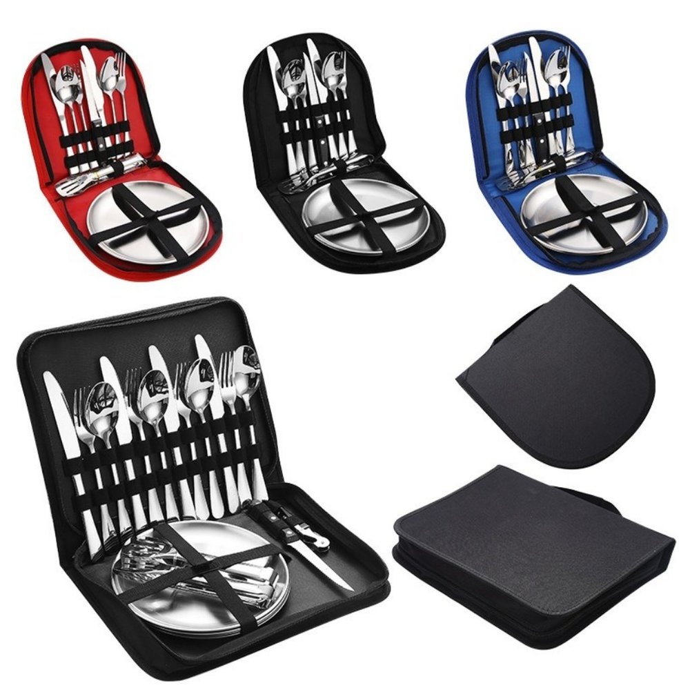 Camping lightweight Stainless Steel Flatware Set Knife Fork Spoon Plate